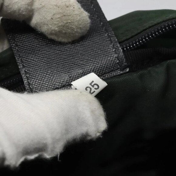 PRADA Hand Bag Nylon Khaki Silver Auth - Picture 10 of 16